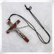 Valentine′s Day New Punk Style Wooden Crucifix Pendant Necklace (IO-an081)